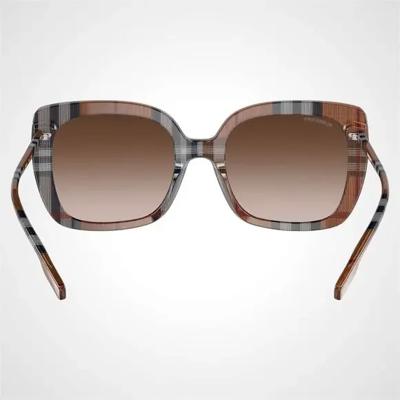 New Burberry Sunglasses Brown Check Square Frames Gradient Lens w/ Case BURBERRY